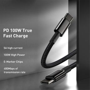 Baseus Tungsten Gold Fast Charging Data Cable Type-C to Type-C 100W 1/2M Compatible for iPhone 15 Series