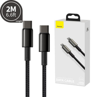 Baseus Tungsten Gold Fast Charging Data Cable Type-C to Type-C 100W 1/2M Compatible for iPhone 15 Series