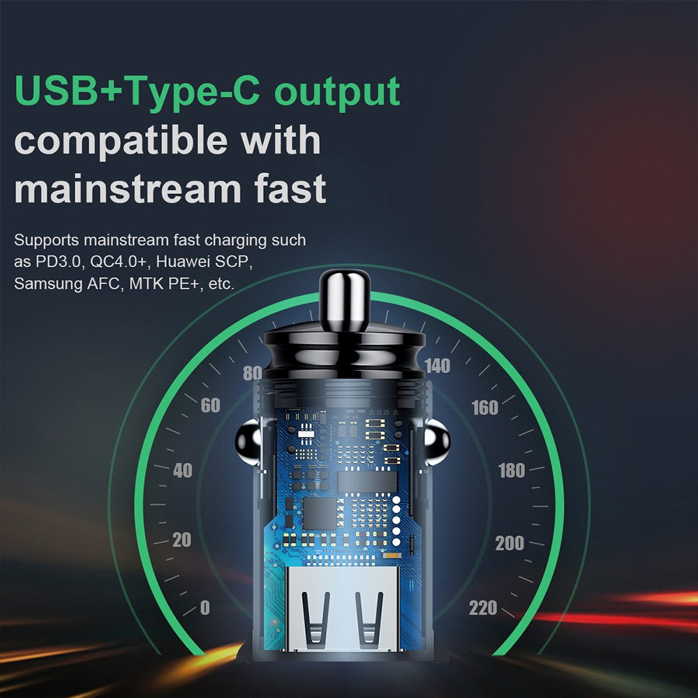 Baseus Circular Plastic A+C 30W  PPS Car Charger-Black