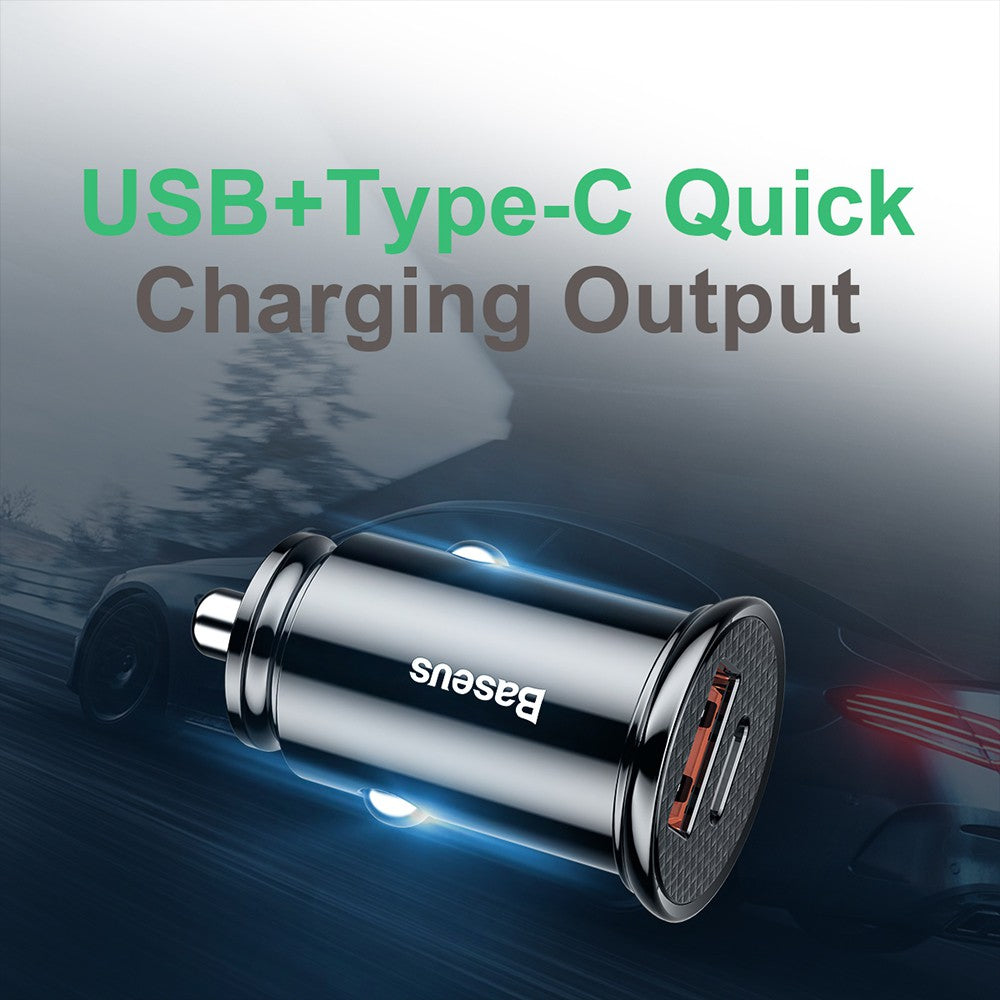 Baseus Circular Plastic A+C 30W  PPS Car Charger-Black