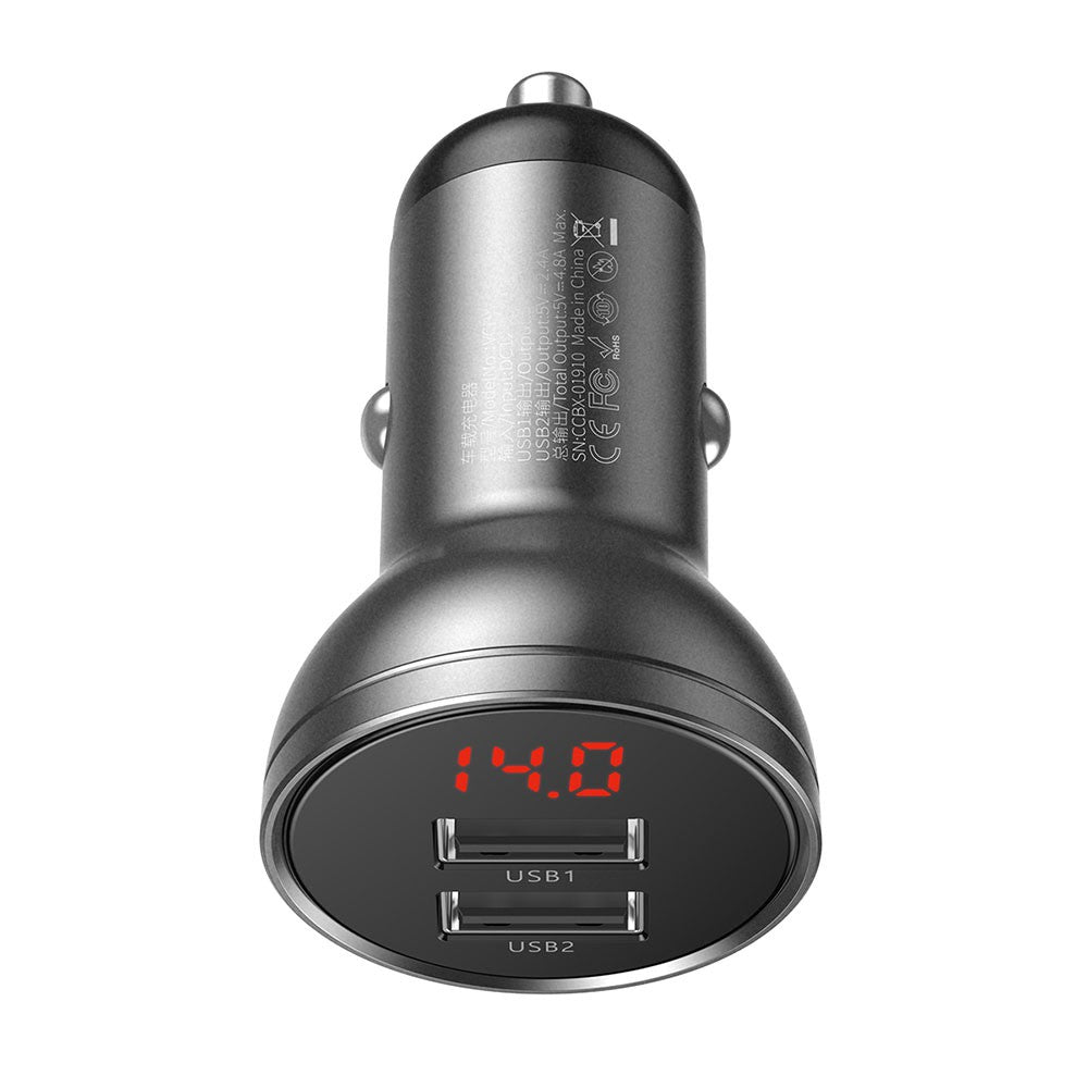 Baseus Digital Display Dual USB 4.8A 24W Car Charger 24W