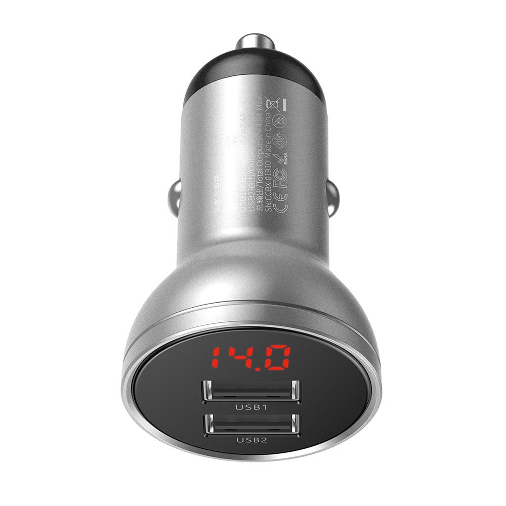 Baseus Digital Display Dual USB 4.8A 24W Car Charger 24W