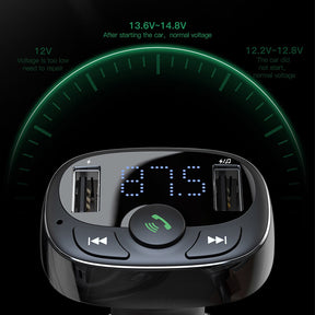 Baseus T Typed S-09A Bluetooth MP3 Car Charger (Standard edition)-Black
