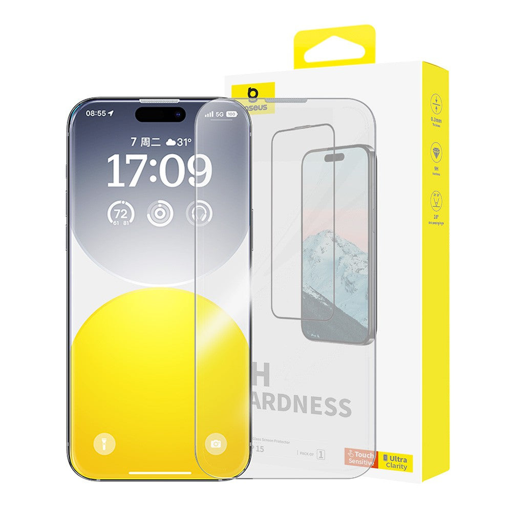 Baseus Diamond Series Full-Coverage HD Tempered Glass Screen Protector for iPhone 15/15 Pro/15 Plus/15Pro Max