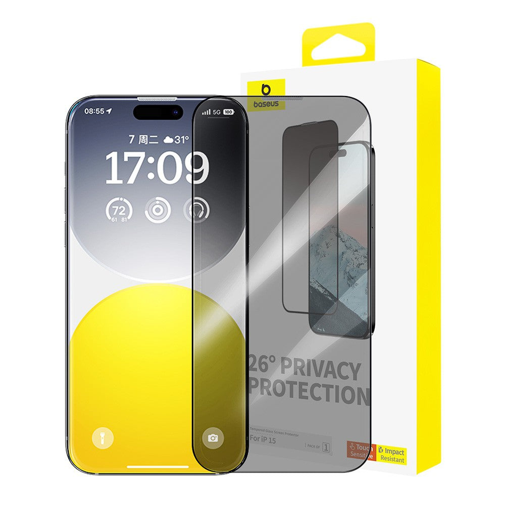 Baseus Diamond Series Full-Coverage Privacy Protection Tempered Glass Screen Protector for iPhone 15/15 Pro/15 Plus/15Pro Max