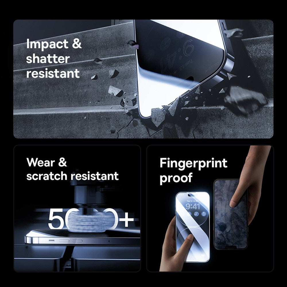 Baseus Diamond Series Full-Coverage Privacy Protection Tempered Glass Screen Protector for iPhone 15/15 Pro/15 Plus/15Pro Max