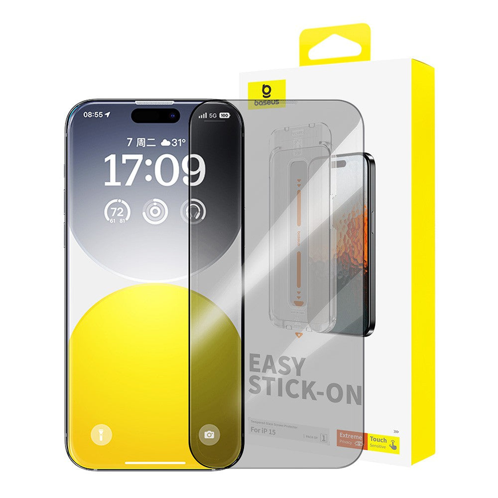 Baseus Sapphire Series Privacy Protection Tempered Glass Screen Protector (with Dust Filter) for iPhone 15/15 Pro/15 Plus/15Pro Max