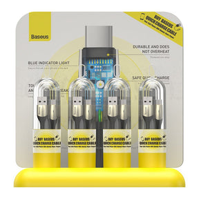 Baseus Horizontal Data Cable (With An Indicator Lamp) USB to Type-C 3A 1M Black Retail Sets (16PCS/Pack)