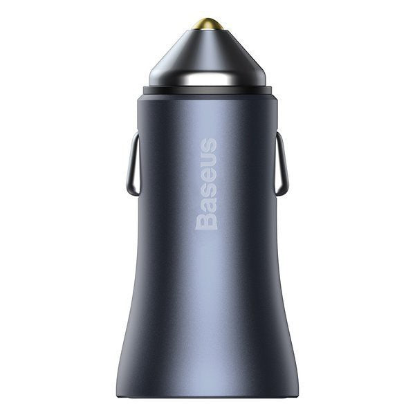 Baseus Golden Contactor Pro Dual Quick Charger Car Charger U+C 40W (With Simple Wisdom Data Cable Type-C to iP 1m)-Dark Gray