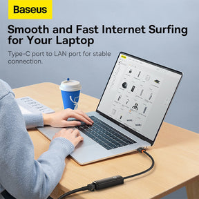 Baseus Lite Series Ethernet Adapter Type-C to RJ45 LAN Port 100/1000Mbps-Black