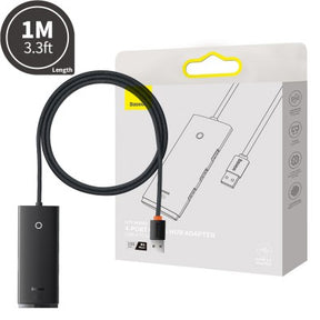 Baseus Lite Series 4-Port USB-A HUB Adapter (USB-A to USB 3.0*4 ) 1m-Black