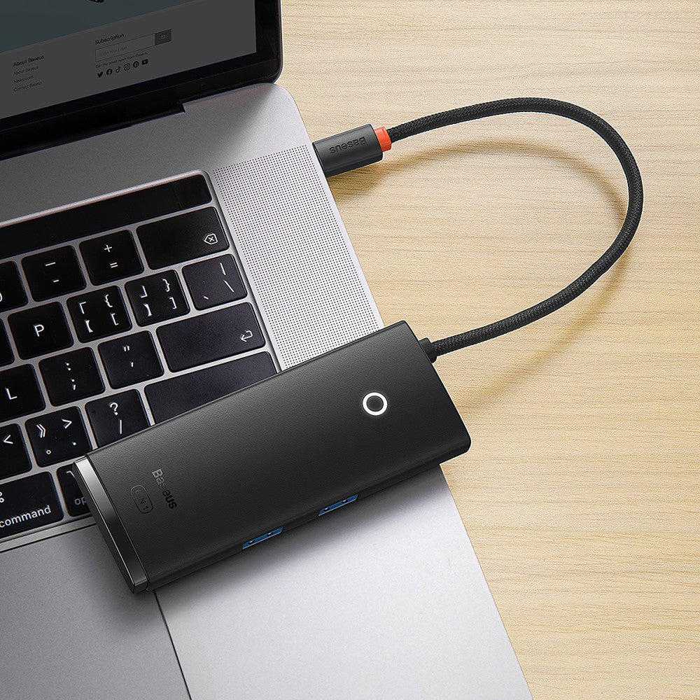 Baseus Lite Series 6-Port Type-C HUB Docking Station (Type-C to HDMI+USB3.0*2+PD+SD/TF)-Black