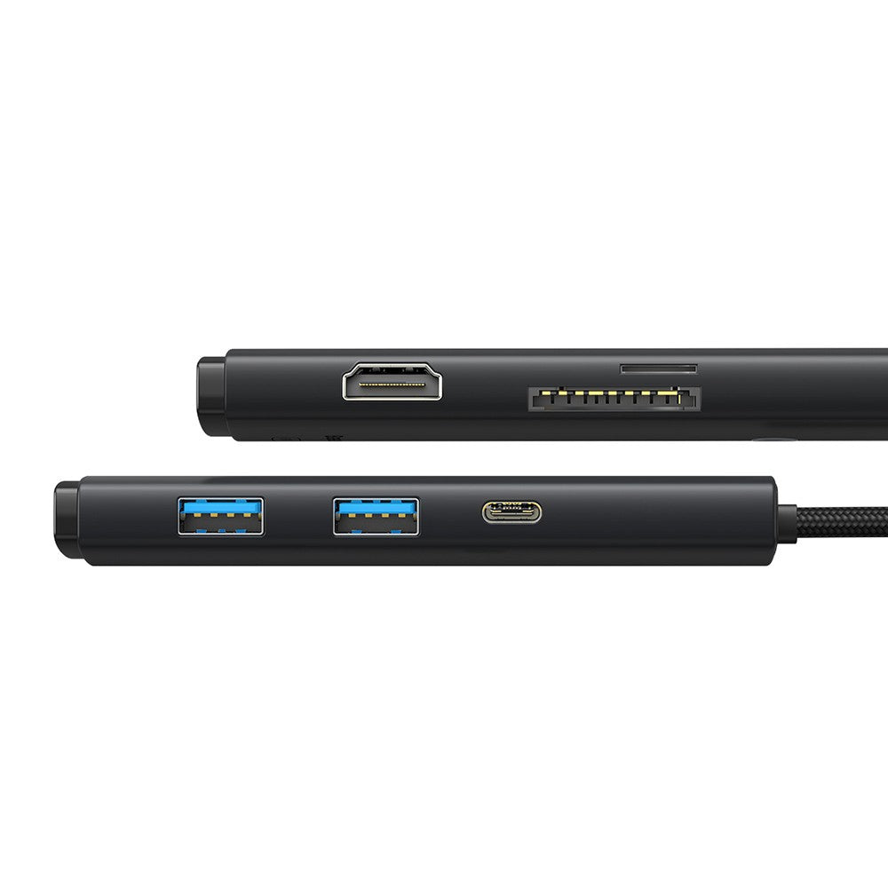 Baseus Lite Series 6-Port Type-C HUB Docking Station (Type-C to HDMI+USB3.0*2+PD+SD/TF)-Black