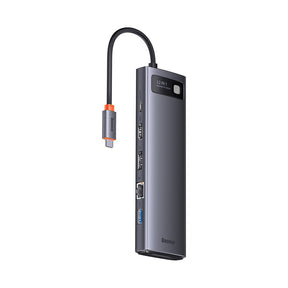 Baseus Metal Gleam Series 12-in-1 Multifunctional Type-C HUB Docking Station (Type-C to HDMI*1+USB3.1*2+USB3.0*2+Type-C3.1*1+PD*1+RJ45*1+SD/TF*1+DP*1+3.5mm*1)-Gray
