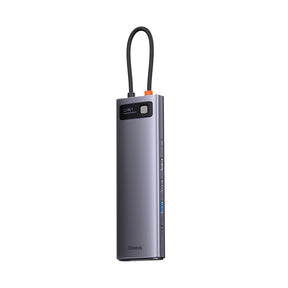 Baseus Metal Gleam Series 12-in-1 Multifunctional Type-C HUB Docking Station (Type-C to HDMI*1+USB3.1*2+USB3.0*2+Type-C3.1*1+PD*1+RJ45*1+SD/TF*1+DP*1+3.5mm*1)-Gray