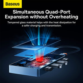 Baseus PioneerJoy 4-Port Type-C HUB Adapter (Type-C to USB3.0*4)-Gray