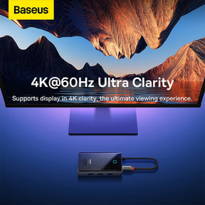 Baseus PioneerJoy 8-Port Type-C HUB Adapter (Type-C to HDMI4K@60Hz*1+USB3.0*2+USB2.0*1+PD*1+RJ45*1+SD/TF*1)-Gray