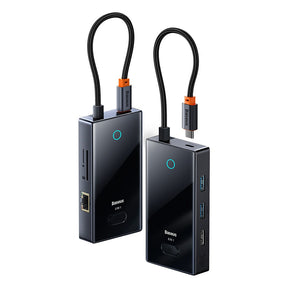 Baseus PioneerJoy 8-Port Type-C HUB Adapter (Type-C to HDMI4K@60Hz*1+USB3.0*2+USB2.0*1+PD*1+RJ45*1+SD/TF*1)-Gray