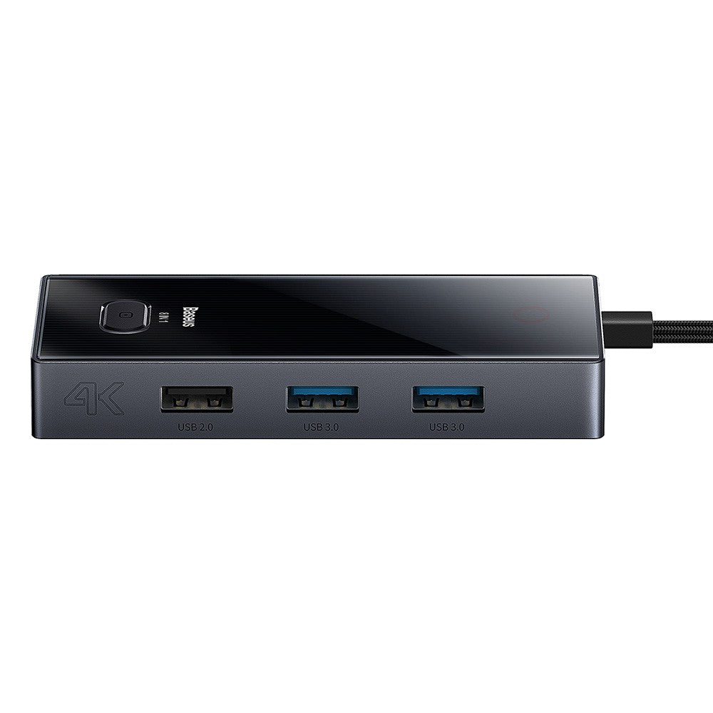 Baseus PioneerJoy 8-Port Type-C HUB Adapter (Type-C to HDMI4K@60Hz*1+USB3.0*2+USB2.0*1+PD*1+RJ45*1+SD/TF*1)-Gray